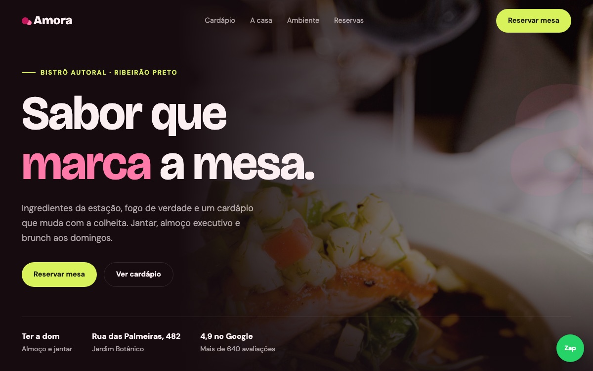 Modelo de site para restaurante