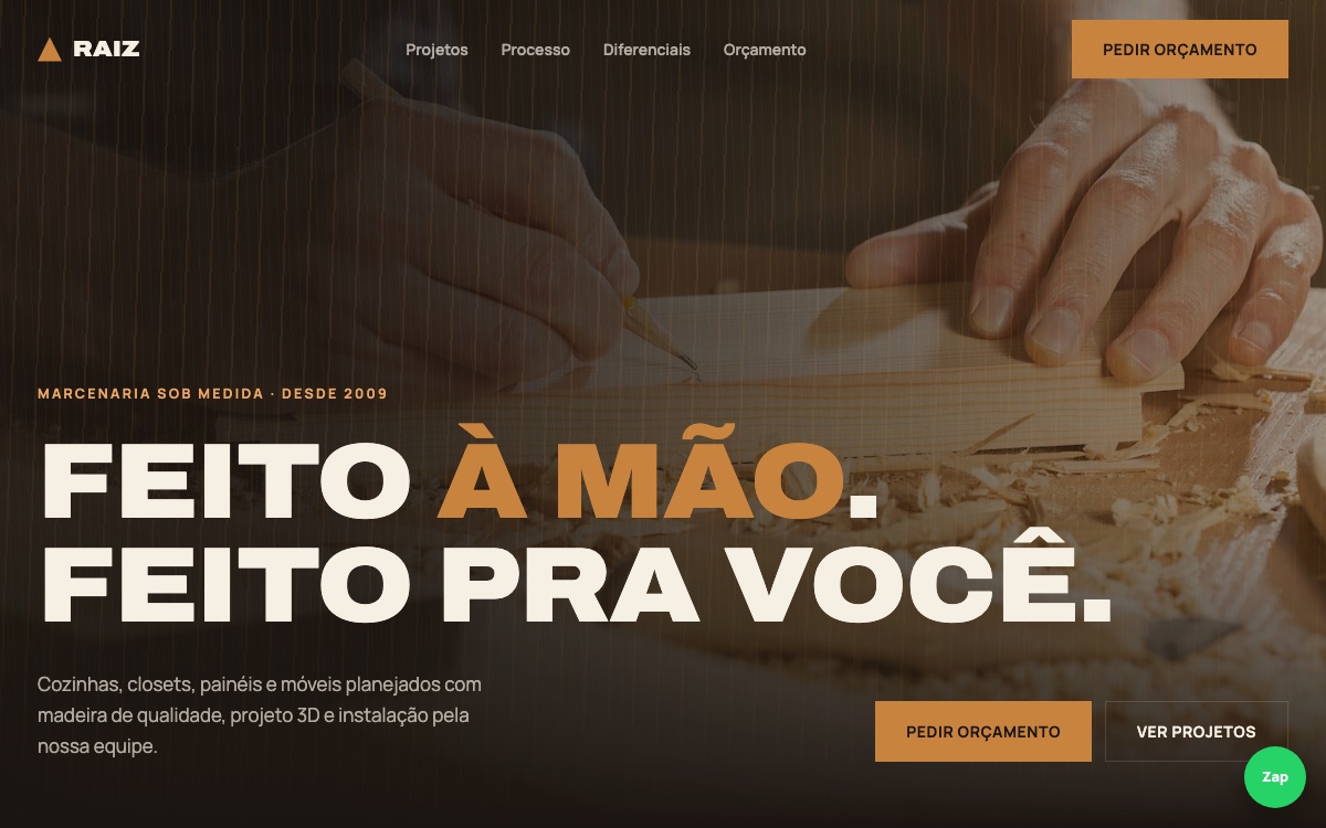 Modelo de site para marcenaria
