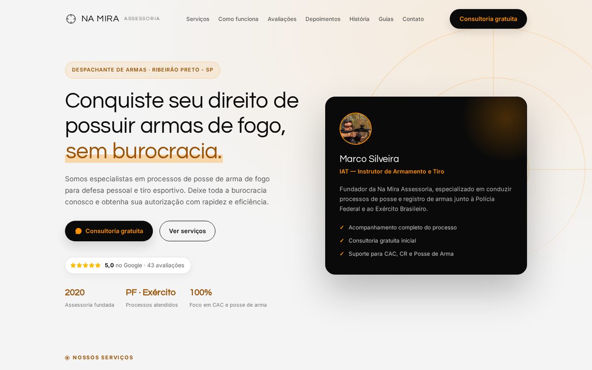 Site da Na Mira Assessoria